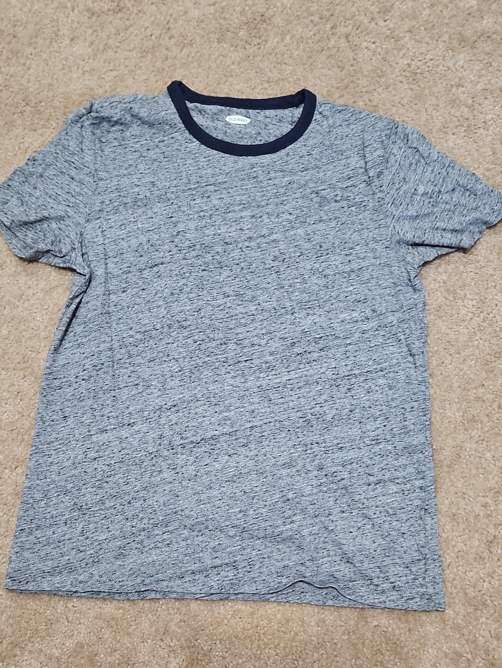 Old Navy Gray Heather Ringer Tee with Navy Collar